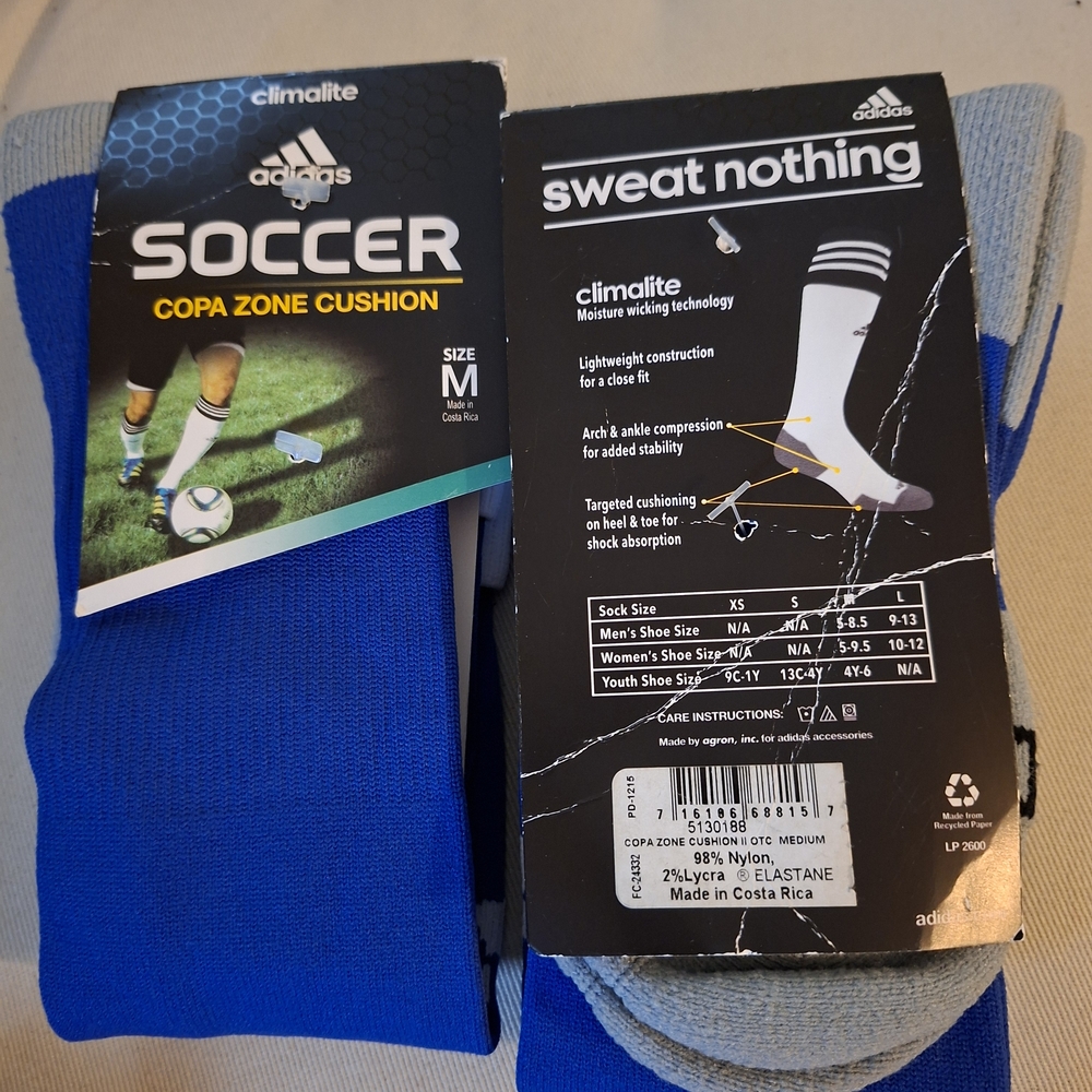Adidas Blue Soccer Socks - Moisture-Wicking Technology